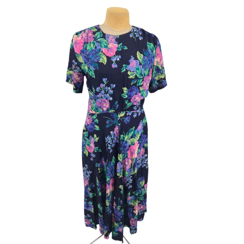 E.D. Michaels Dress 9/10 Floral Blue Vintage 90s Midi Cottagecore Feminine Party